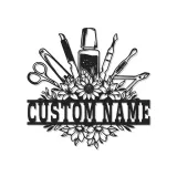 Personalisiertes Nageltechniker LED-Schild | Individuelle Metall-Wandkunst für Salon | Florale Manikuristen-Dekoration | Geschenk für Nagelkünstler