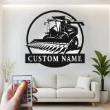 Cartel de metal LED personalizado de cosechadora de cereales Regalo para agricultores Decoración rústica de granja 2