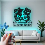 Décoration murale en métal LED personnalisée Border Collie pour les amoureux des chiens 2