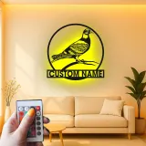 Custom Pigeon LED Sign | Metal Bird Wall Art | Personalized Garden & Patio Decor | Gift for Bird Lovers