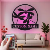 Insegna in metallo LED a forma di libellula personalizzata, regalo per amanti della natura, decorazione per camera da letto o giardino 1