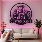 Cartel de metal LED de tractor personalizado Regalo para agricultores Decoración rústica para granero o sala de estar
