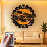 Personalisierte Muscle Car Metallschild | LED-beleuchtete Garagen Dekoration | Individuelle Man Cave Kunst | Vintage Auto-Enthusiasten Geschenk