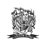 Arte LED in metallo con motore V-Twin | Insegna motociclistica personalizzata per garage | Targa biker su misura | Decorazione per man cave