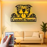 Insegna in metallo LED Bulldog personalizzata regalo per amanti dei cani decorazione per soggiorno 4