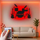 Custom Drum Set Led Light Metal Wall Art Personalized Musician Gift Studio or Music Room Decor 2