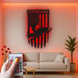 Custom Snowmobile Metal Sign | Personalized American Flag LED Art | Winter Sports Decor for Garage | Snowmobiler Gift