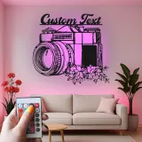 Custom Camera Led Light Metal Wall Art Personalized Photographer Gift Studio or Office Decor