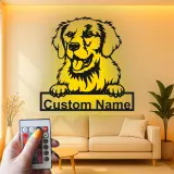 Custom Golden Retriever Led Light Metal Wall Art Personalized Dog Lover Gift Living Room Pet Decor 1