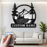 Personalized Mountain Metal Sign | LED Wall Art for Cabin Decor | Rustic Nature Scene for Lodge, Office & Home