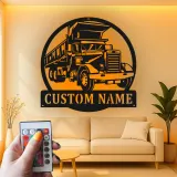 Custom Dump Truck Led Light Metal Wall Art Personalized Gift for Truck Enthusiast Garage or Man Cave Decor 1