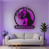 Insegna in metallo personalizzata con cane Boxer e farfalla luce LED regalo unico per amanti dei cani decorazione per soggiorno