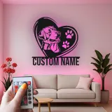 Insegna in metallo personalizzata Labrador con cuore e luce LED regalo per amanti dei cani decorazione per il soggiorno