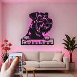 Custom Schnauzer LED Sign | Personalized Metal Pet Portrait | Modern Dog Lover Wall Art for Home