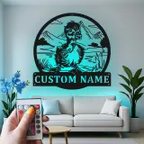 Insegna in metallo LED personalizzata con anatroccolo - Regalo per nursery, decorazione camera baby animale