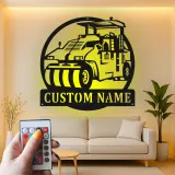 Señal LED de rodillo de carretera | Arte de vehículo de construcción personalizado | Regalo personalizado para operador | Decoración de equipo pesado