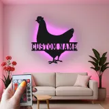 Cartel de metal LED Pollo Personalizado Regalo de Granja Decoración de Cocina o Jardín
