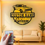 Cartel de metal LED de coche deportivo personalizado Regalo para él Decoración de man cave 1