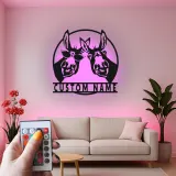 Insegna in metallo LED Donkey Duo personalizzata regalo rustico per la casa