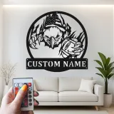 Cartel de metal personalizado con luz LED de águila americana y fútbol, regalo personalizado para aficionados al fútbol, decoración de man cave