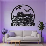 Personalisierte U-Boot Metall Schild | LED Nautische Wandkunst | Individuelles Navy Veteran Geschenk | Maritime Dekoration