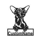 Custom Oriental Shorthair Cat Led Light Metal Wall Art Personalized Cat Lover Gift Bedroom Pet Decor