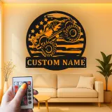Panneau LED Personnalisé Monster Truck | Décoration Murale en Métal pour Garage ou Chambre de Garçon | Cadeau Décor Off-Road pour Lui