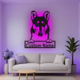 Décoration murale en métal LED personnalisée pour les amoureux des chiens - Berger Allemand 3