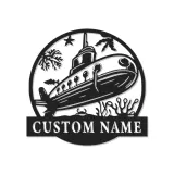 Panneau en métal sous-marin personnalisé avec rétroéclairage | Décoration murale nautique personnalisée | Décor océanique pour chambre d'enfant ou cadeau de marin