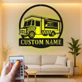 Insegna LED per food truck | Arte da parete in metallo su misura per ristoranti e cucine | Targa personalizzata con nome dello chef