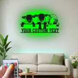 Insegna in Metallo con Pecora Personalizzata | Arte Murale LED per Fattoria | Decorazione con Nome Personalizzato per Nursery o Regalo per Ranch Rustico