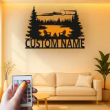 Personalisiertes Schild für das Ferienhaus | LED Metall-Wandkunst mit Adirondack-Stühlen | Individuelles Geschenk für die Hütte