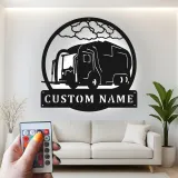 Personalisierte LED-Metall-Wandkunst mit Müllwagen – Einzigartiges Geschenk für Mitarbeitende der Abfallwirtschaft, Garagen- oder Bürodeko