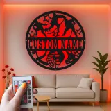 Decoración mural LED de hockey personalizada | Cartel de metal con nombre personalizado | Regalo para jugador de hockey | Decoración para habitación infantil y cueva masculina