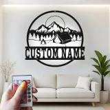 Insegna in metallo LED personalizzata con scena di campeggio regalo per appassionati di outdoor decor per cabin o RV 1