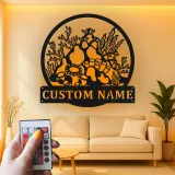 Cartel de metal personalizado con luz LED de arrecife de coral, regalo personalizado para amantes del océano, decoración náutica para casa de playa