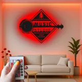 Insegna in metallo LED personalizzata per studio musicale - Regalo per musicisti, decorazione per studio di registrazione