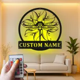 Cartel de metal personalizado con luz LED de libélula, regalo para amantes de la naturaleza, decoración para dormitorio o jardín 2