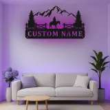 Custom Cowboy Mountain Scene Led Light Metal Wall Art Personalized Western Gift Rustic Home Decor