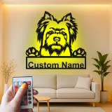 Custom Yorkshire Terrier Led Light Metal Wall Art Personalized Dog Lover Gift Living Room Pet Decor