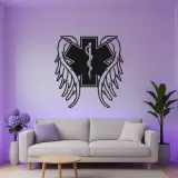 Insegna LED Star of Life | Arte in metallo personalizzata per EMT e paramedici | Simbolo medico con ali d'angelo | Regalo per primo soccorritore e decorazione per cliniche