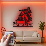 Arte da Parete in Metallo LED per Motoslitta Personalizzata | Insegna con Nome per Piloti per Man Cave | Regalo Decorativo per Sport Invernali