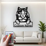 Décoration murale en métal personnalisée en forme de silhouette de chat avec rétroéclairage LED - Cadeau pour les amoureux des animaux - Décor de salon