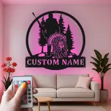 Insegna in metallo personalizzata per cacciatori e tacchini con luce LED regalo per appassionati di outdoor decorazione per cabin