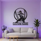 Softball Catcher LED Metal Art | Personalized Player Name Sign | Girls Sports Room Decor | Custom Athlete Gift