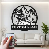 Cadeau pour pilote d’hélicoptère | Décoration murale en métal LED sur mesure | Décor aviation personnalisé pour repaire d’homme et bureau