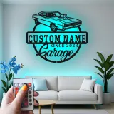 Cartel de metal LED de coche deportivo personalizado Regalo para él Decoración de man cave 1