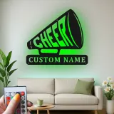 Personalisierte LED-Metall-Wandkunst mit Cheer-Megafon – Geschenk für Cheerleader, für Schlafzimmer oder Umkleideraum