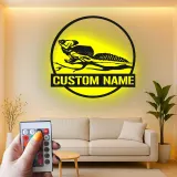 Insegna LED in metallo con lucertola dal collare | Arte murale personalizzata con nome per rettili | Decorazione con sagoma animale esotico per casa e attività