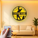 Personalized Golfer Metal Sign | LED Lighted Golf Wall Art | Custom Name Decor for Man Cave & Office Gift